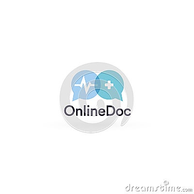 Telemedicine logo concept, remote healthcare, online doctor icon. Web doc consultation service, speech chat medical Vector Illustration