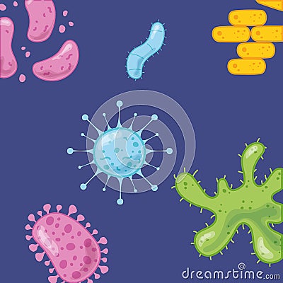 Telemedicine, virus bacteria microbiology medical treatment and healthcare Vector Illustration