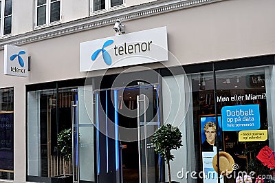 Telenor internet and phpnes compnay in Copenhagen Editorial Stock Photo