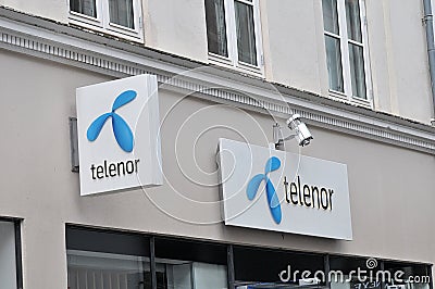 Telenor internet and phpnes compnay in Copenhagen Editorial Stock Photo