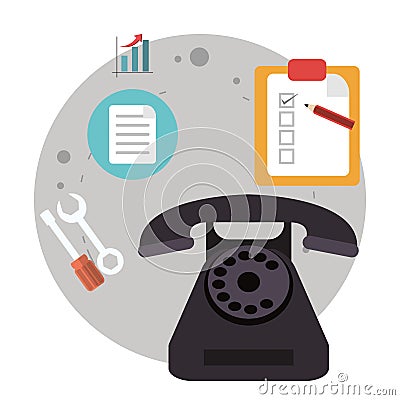 Telephone call center logistic Vector Illustration