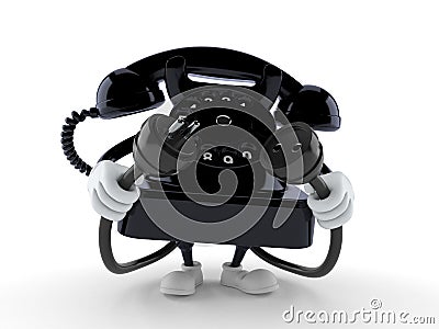 Telephone character with electric plug and outlet Cartoon Illustration