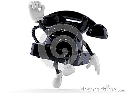 Telephone character jumping in joy Cartoon Illustration