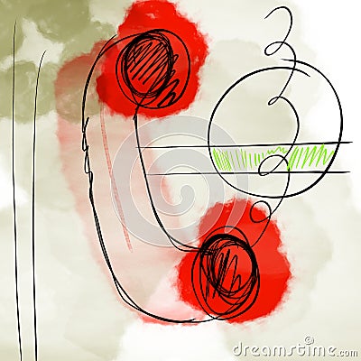 Telephone Communication Creative Abstract Expressionist Painting Stock Photo