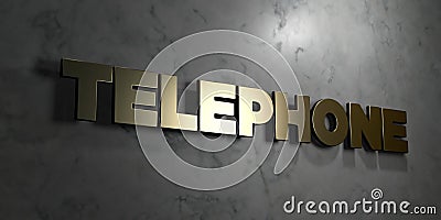 Telephone - Gold sign mounted on glossy marble wall - 3D rendered royalty free stock illustration Cartoon Illustration