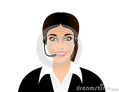 Telephone operator smiling girl Cartoon Illustration