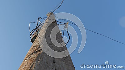 Telephone poles around the wires Stock Photo