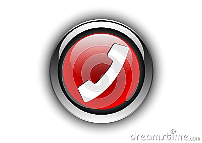 Telephone push button glossy red Vector Illustration