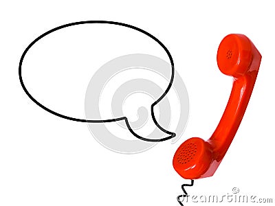 Telephone receiver and speech bubble Stock Photo