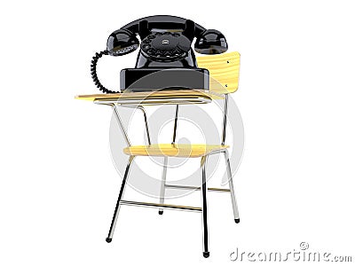 Telephone with school chair Stock Photo