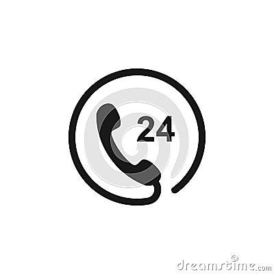 Telephone service 24 hours icon vector illustration Vector Illustration