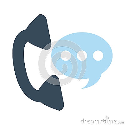 Telephone support call office supply stationery work flat style icon Vector Illustration