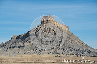 Telephoto of the erosion on Factory Butte in Utah Stock Photo