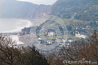 Telephoto shot of Sidmouth from the top of Salcombe Hill Stock Photo