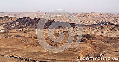 Aerial Closeup of Shen Ramon Ramon`s Tooth in the Makhtesh Ramon Crater in Israel Stock Photo