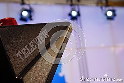 Teleprompter. The Studio light. Stock Photo