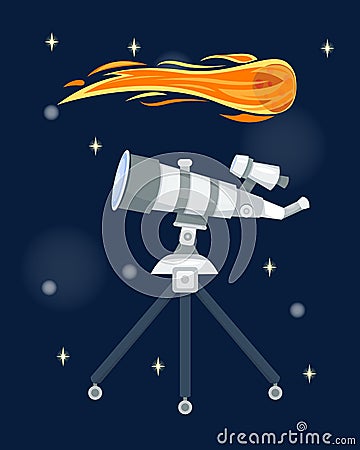 Telescope for astronomy science space discovery instrument vector illustration. Vector Illustration