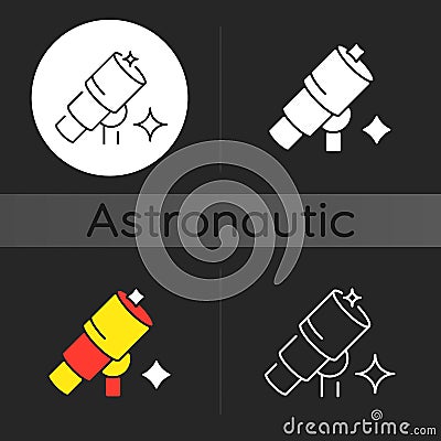 Telescope dark theme icon Vector Illustration