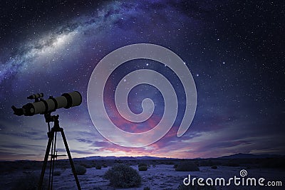 Telescope in the desert Stock Photo