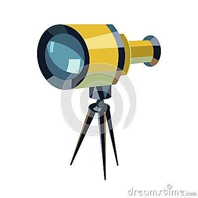 Telescope flat icon, Education and astronomy element, spyglass and study stars vector graphics, a colorful solid pattern on a whit Vector Illustration