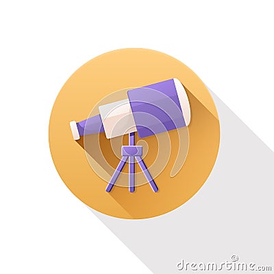 Telescope flat icon. Stock Photo