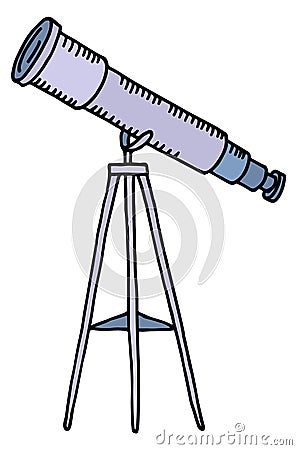 Telescope icon. Astronomy science tool color doodle Vector Illustration