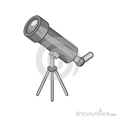 Telescope icon, black monochrome style Vector Illustration