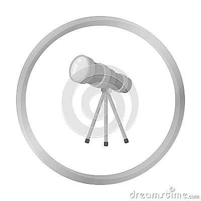 Telescope icon in monochrome style isolated on white. Space symbol. Vector Illustration