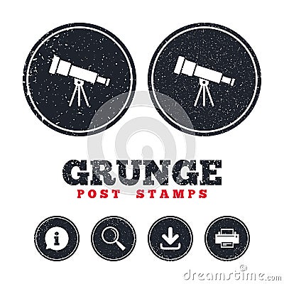 Telescope icon. Spyglass tool symbol. Vector Illustration