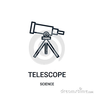 telescope icon vector from science collection. Thin line telescope outline icon vector illustration. Linear symbol Vector Illustration