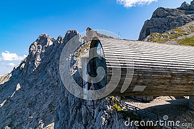 The telescope at the Karwendelspitze in Mittenwald Stock Photo