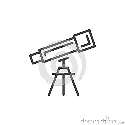 Telescope line icon, outline vector sign, linear style pictogram isolated on white Vector Illustration