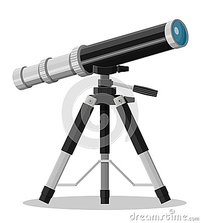 Telescope magnification equipment. Old spyglass Vector Illustration