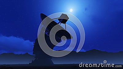 Telescope on a moonlit night Stock Photo