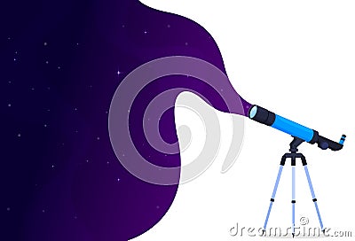 A telescope for observing the cosmos. Banner with a telescope on the background of space. Vector illustration Vector Illustration