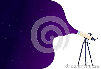 A telescope for observing the cosmos. Banner with a telescope on the background of space. Vector illustration Vector Illustration