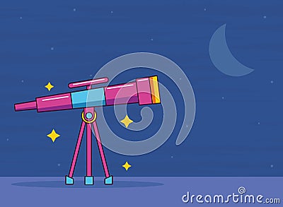 telescope observing the space Vector Illustration