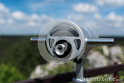Telescope at old fortified settlement Stock Photo