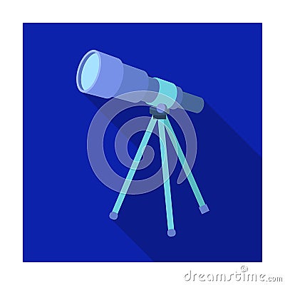 Telescope for schools. Device for astronomy. Device for inspection of the stars.School And Education single icon in flat Vector Illustration