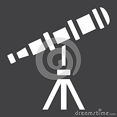 Telescope solid icon, astronomy and science, Vector Illustration