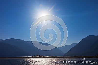 Teletskoye lake in mountains. Altai Russia Stock Photo