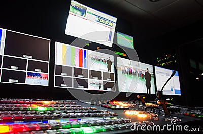 Television Broadcast Room Stock Photo