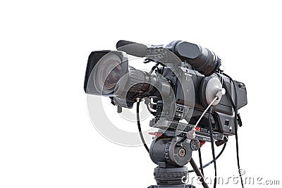Television camera recording publicity event isolated Stock Photo