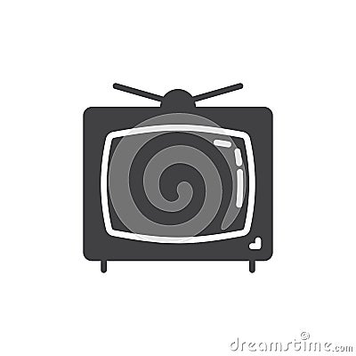 Television icon vector, filled flat sign, solid pictogram isolated on white. Vector Illustration