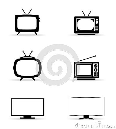 Television icons set vector Vector Illustration