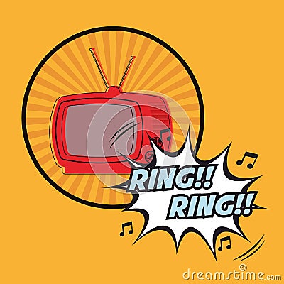 Television ring rign vintage pop art design Vector Illustration