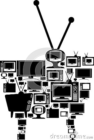 Television sets illustrated to form one giant Vector Illustration