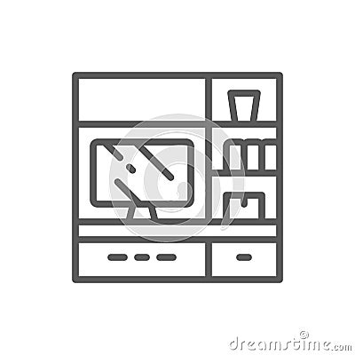 Television on stand line icon. Vector Illustration