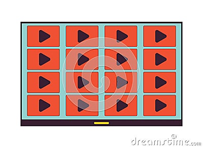 Television streaming video on demand 2D linear cartoon object Vector Illustration