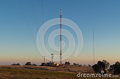 Television towers on Mt Major in Dookie, Australia. Editorial Stock Photo